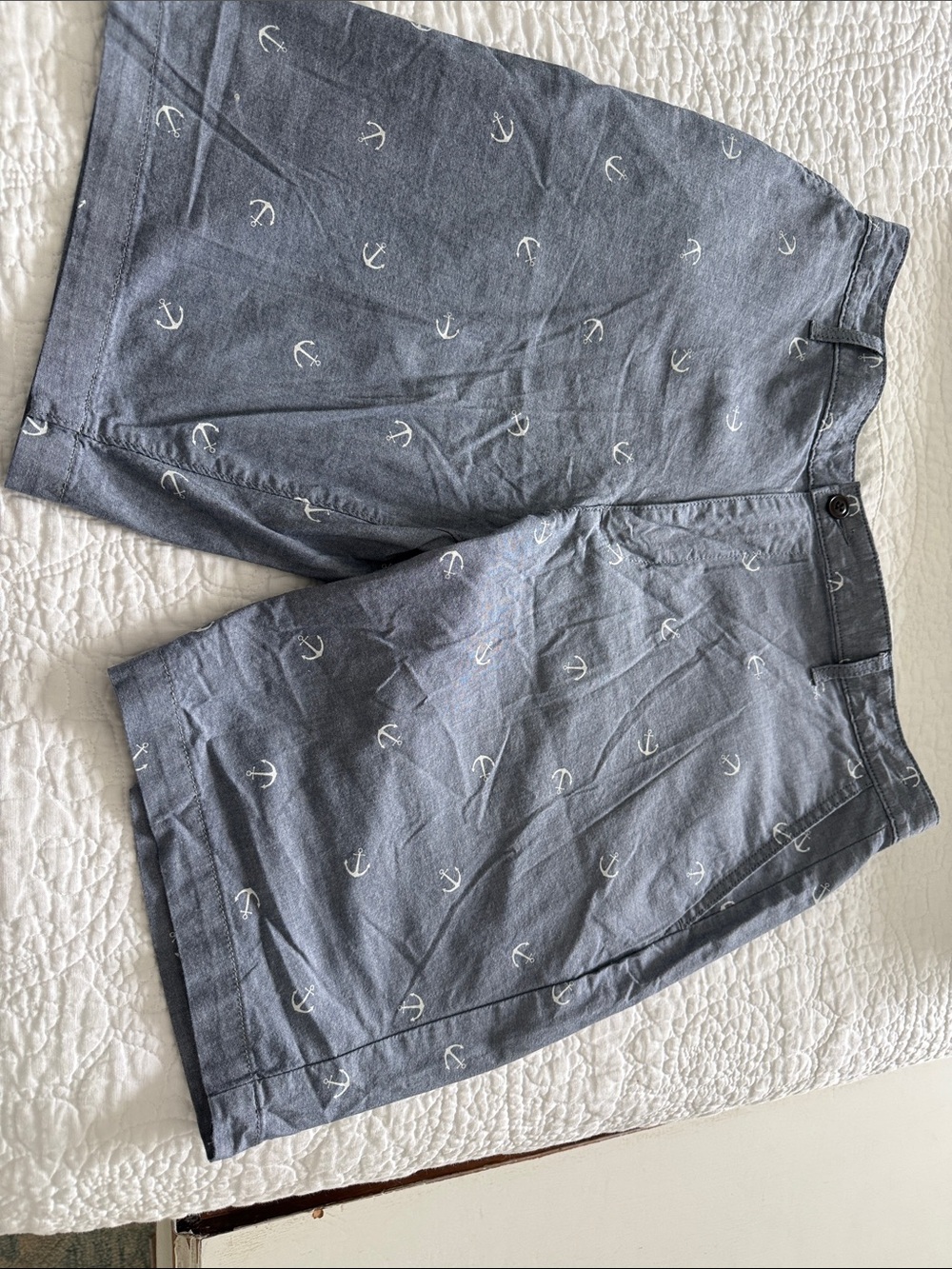 Dockers Navy Anchor-Print Flat Front Shorts